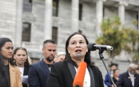 Te Pāti Māori co-leader Debbie Ngarewa-Packer at the smokefree rally at Parliament.