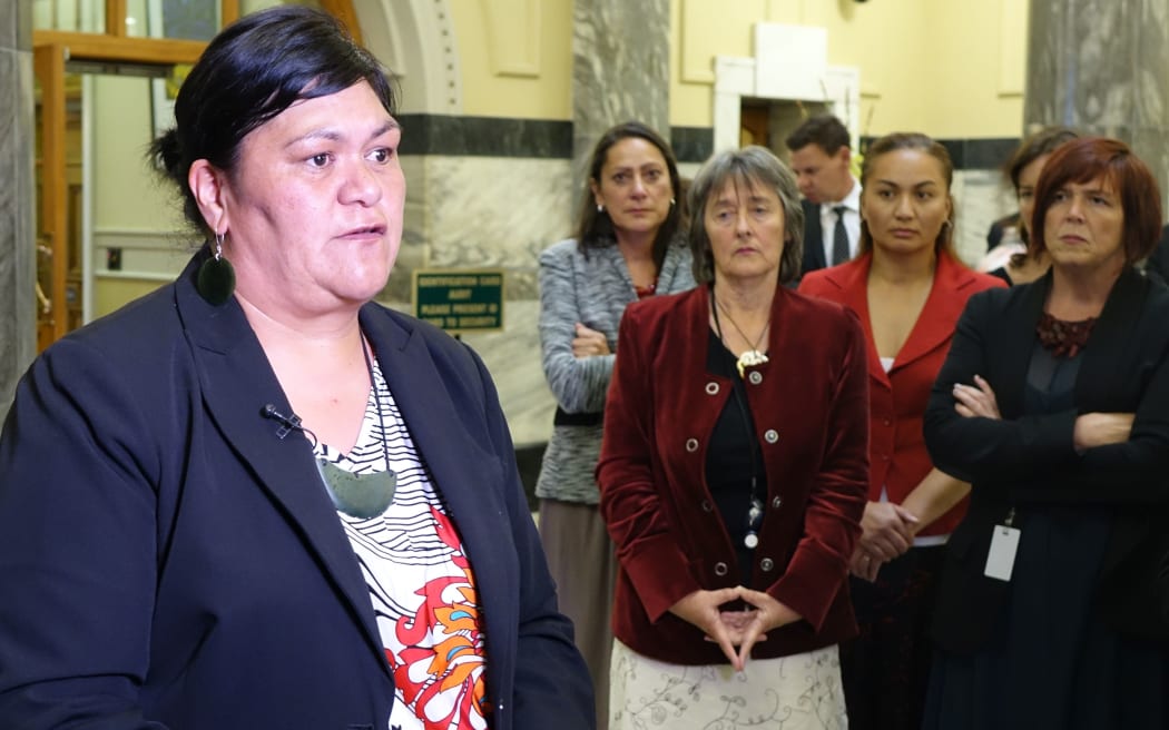Labour MP Nanaia Mahuta and fellow female MPs.