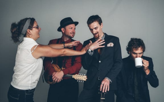 Members of The Frank Burkitt band from left: Kara Filbey, Cameron Burnell, Frank Burkitt, James Geluk