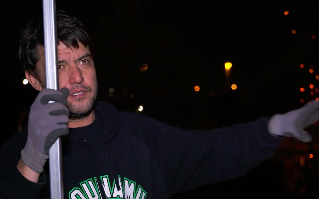 Luke David Adams arrived at Te Kura-ā-Rito o Newton / Newton Central School in the early hours of the morning to help get the fires burning for the school's Matariki 2022 celebrations.