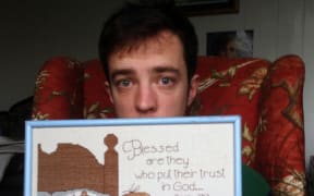 Eli Matthewson with a sampler: "Blessed are they who put their trust in God"