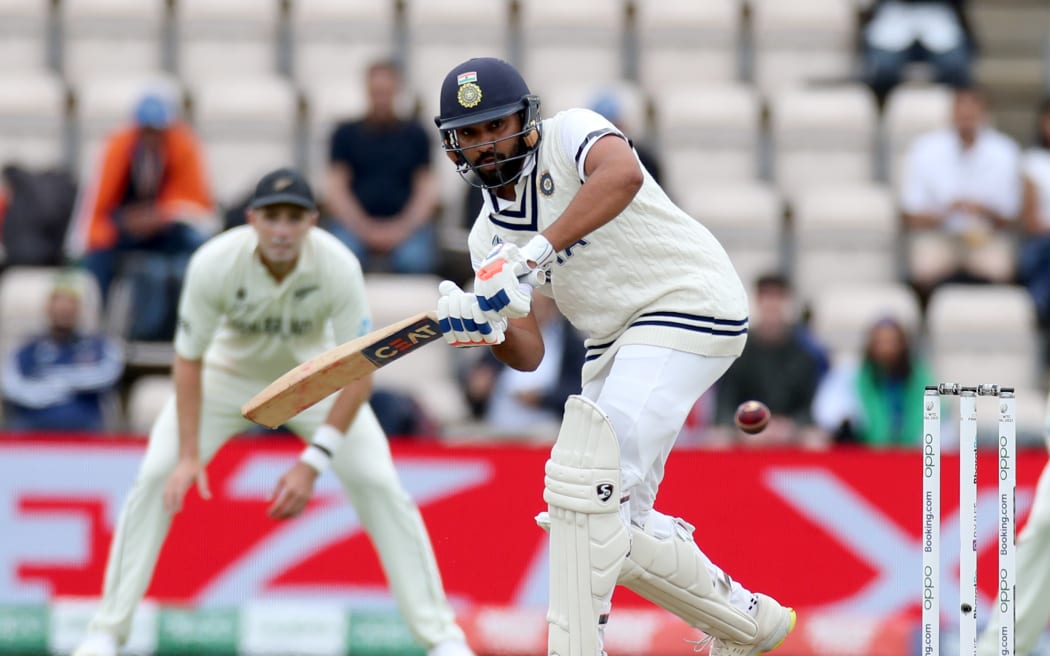 Rohit Sharma in action against New Zealand.