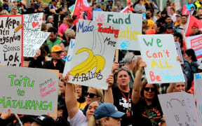 'Mega strike' protesters in Auckland, 23 October 2025.
