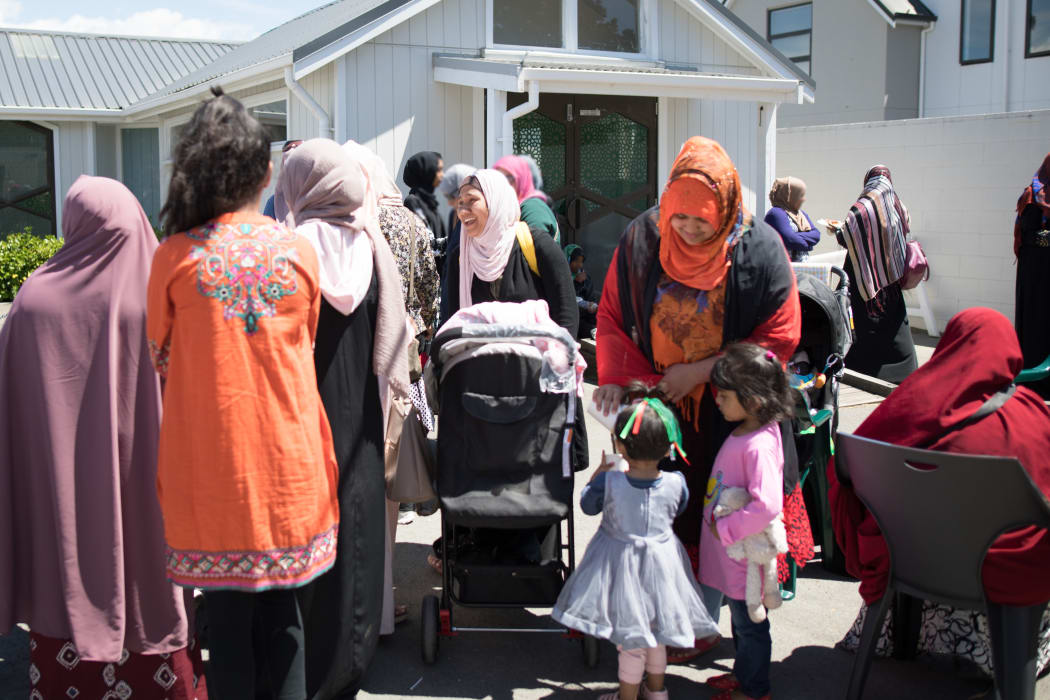 Outside of Al Noor mosque at a Sisters and Children event, Neha is excited about her and baby Noor's new permanent resident status. Her daughter will be raised in New Zealand, just as her husband Omar Faruk dreamed.