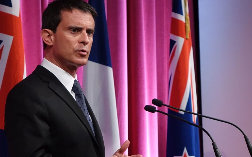 French Prime Minister Manuel Valls, left, with Prime Minister John Key in Auckland.