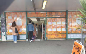 Voters queueing on the first day of voting, at a Riddiford Street polling station in Wellington.