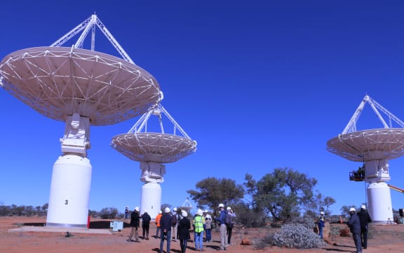 The Australian Square Kilometre Array Pathfinder, or ASKAP, with its 36 dishes, is a precursor to the gigantic SKA telescope.
