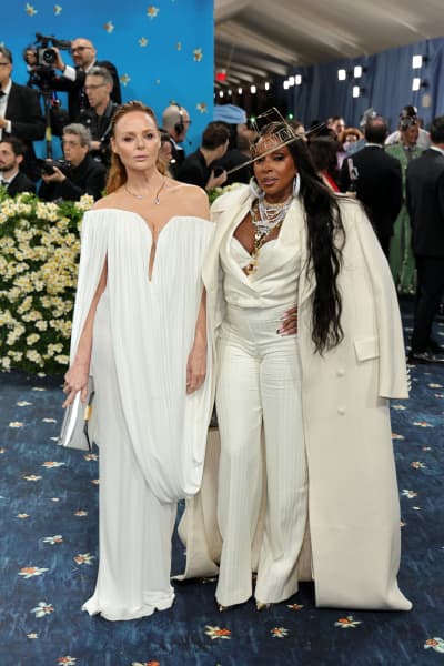 Stella McCartney and Mary J. Blige attend the 2025 Met Gala Celebrating "Superfine: Tailoring Black Style" at Metropolitan Museum of Art on May 05, 2025 in New York City.