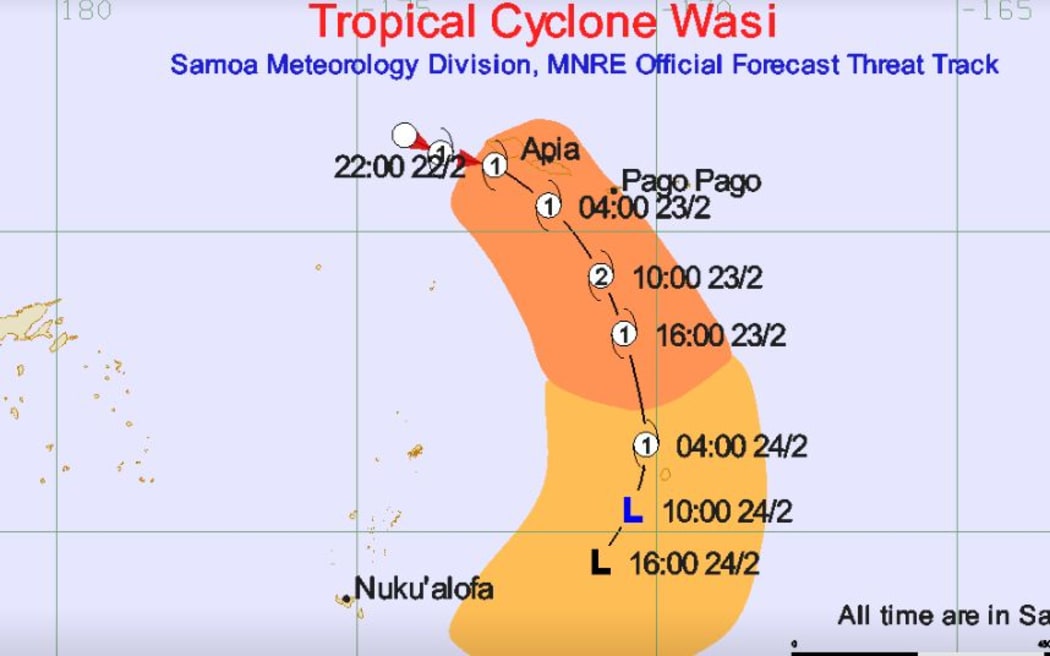 Tracking map for Tropical Cyclone Wasi
