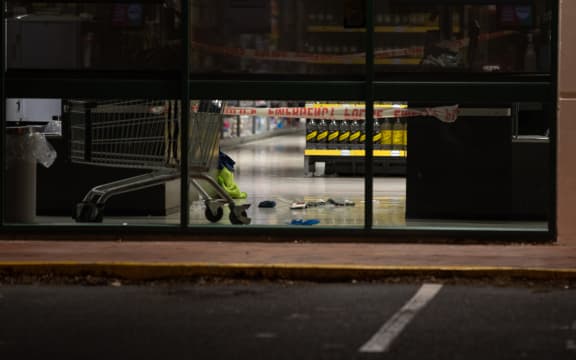 The Cumberland Street Countdown in Dunedin on Tuesday night after four people were stabbed there in an attack that afternoon.