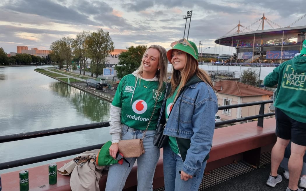 Irish rugby fans outside the Stade de France, before the All Blacks vs Ireland quarter final match, on 15 October, 2023.