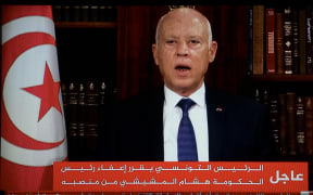 President Kais Saied announces the dissolution of parliament and Prime Minister Mechichi's government at Carthage Palace after a day of nationwide protest.