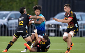 Moana Pasifika Danny Toala during the Super Rugby Pacific match between Moana Pasifika and the Chiefs held at Mt Smart Stadium tonight.