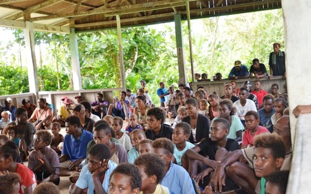 Communities gather on the Weathercoast in Guadalcanal, Solomon Islands, to meet RAMSI officials.
