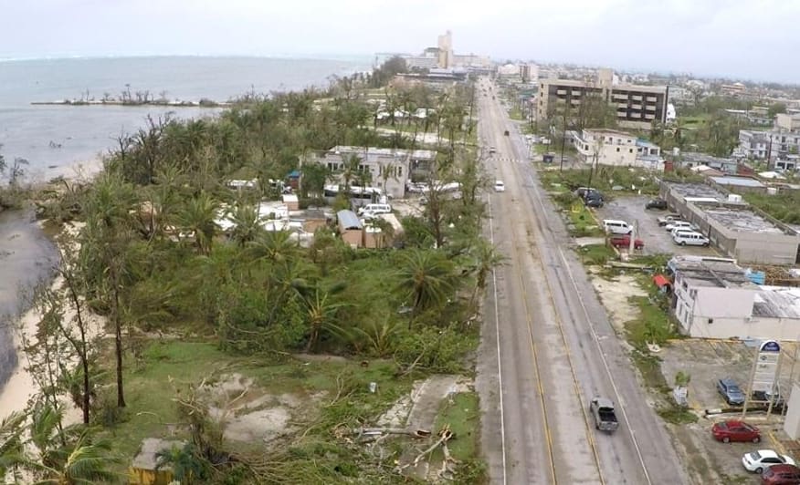 An aerial view of Saipan after Typhoon Soudelor.
