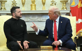 US President Donald Trump and Ukraine's President Volodymyr Zelensky meet in the Oval Office of the White House in Washington, DC, February 28, 2025. Zelensky on February 28 told Trump there should be "no compromises" with Russian President Vladimir Putin as the parties negotiate to end the war after Moscow's invasion. (Photo by SAUL LOEB / AFP)