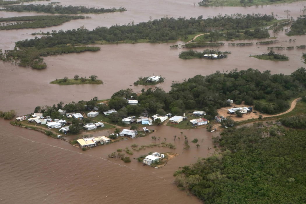 Flooding to a small town just north of Bowen in Queensland following cyclone Debbie.