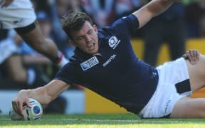Scotland centre Matt Scott crosses the line for a second half try against the USA at the Rugby World Cup, 2015.