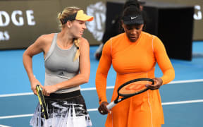 Caroline Wozniacki from Denmark and Serena Williams from the USA at the 2020 ASB Classic.
