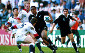Jonah Lomu in action during the 1995 World Cup.
