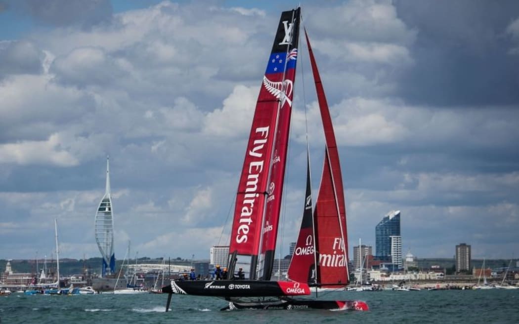 Team New Zealand sailing at the America's Cup World Series.