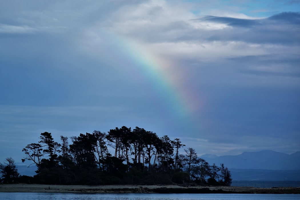 A rainbow over Haulashore Island.