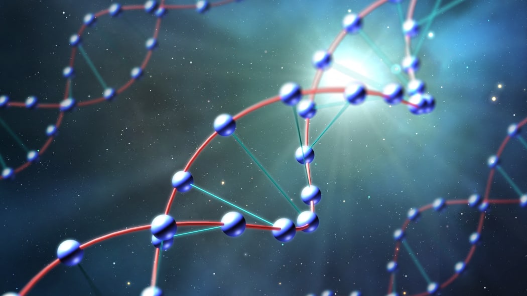 DNA in space, conceptual illustration. It is thought that micro-organisms could survive the harsh conditions of space transported on the surface of space debris, such as comets and meteorites. These micro-organisms may form life on other planets if there are suitable conditions. The panspermia theory suggests the idea that life on Earth originated in this manner. (Photo by MARK GARLICK/SCIENCE PHOTO LIBRA / MGA / Science Photo Library via AFP)