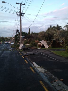 Damage in Devonport's Vauxhall Road.