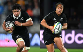 Wallace Sititi, left, and Sylvia Brunt have been recognised as Pasifika Rugby Hall of Fame Breakthrough Players of 2024.
