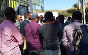 Protest at Papua New Guinea's National Statistics Office in Port Moresby, after dozens of workers were told of job lay-offs. 10 July 2019