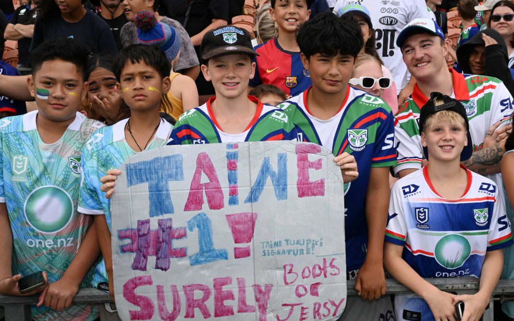 Warriors fans at NZ Warriors v Melbourne Storm, Hamilton.