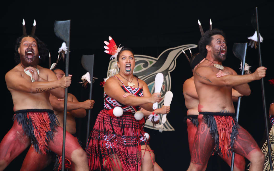 Nga Tumanako performing on the morning of day 3 of Te Matatini, the national kapa haka festival.