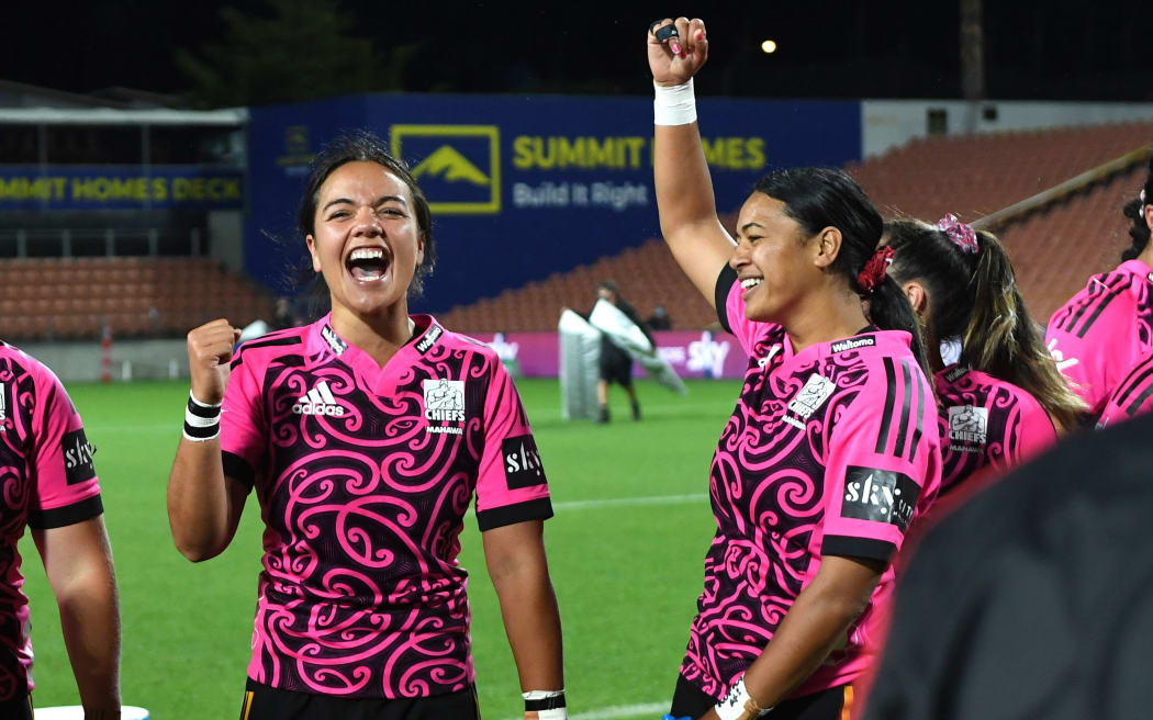 Stacey Fluhler celebrates..