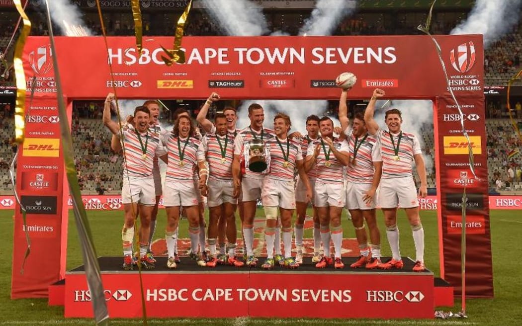A victorious England team in Cape Town