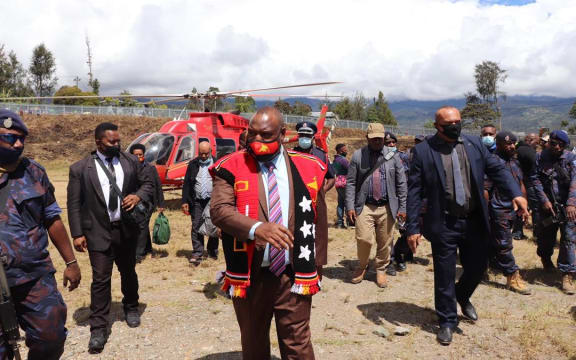 PNG Prime Minister James Marape arrives at Porgera