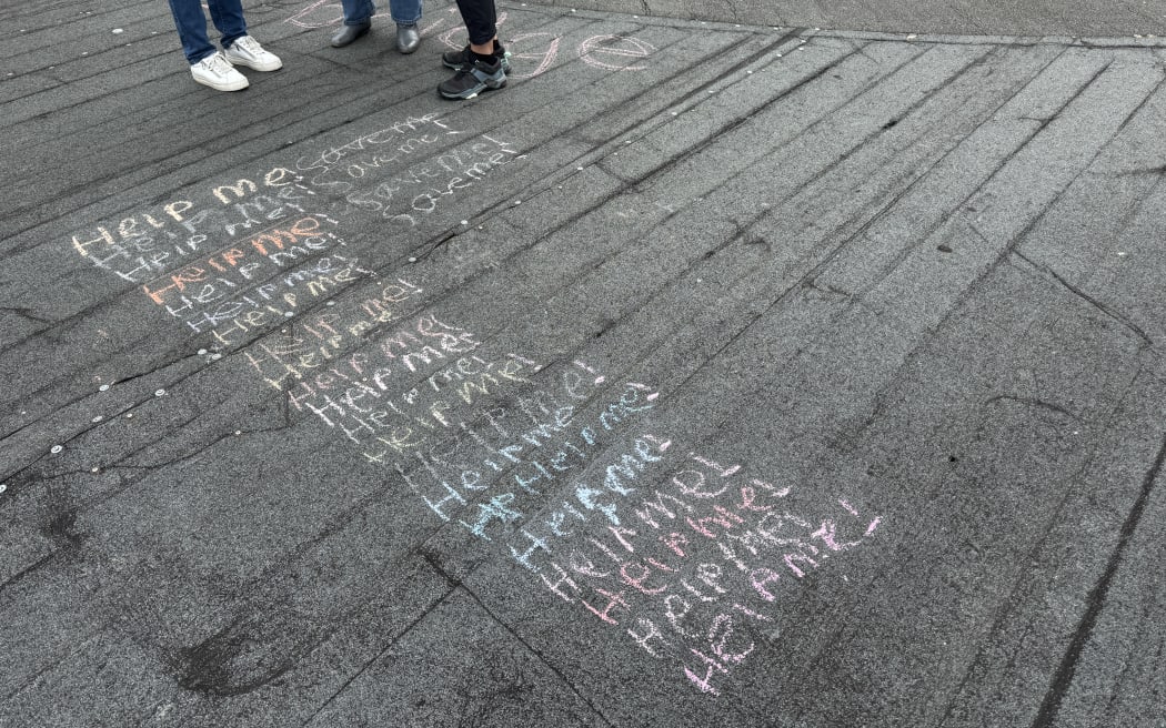 Chalk on Wellington's City to Sea bridge.