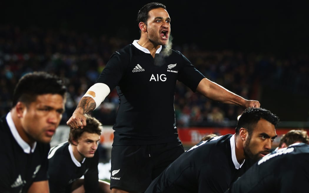 Piri Weepu of the All Blacks leads the haka prior to the Third Test Match between the New Zealand All Blacks and France at Yarrow Stadium on June 22, 2013 in New Plymouth.