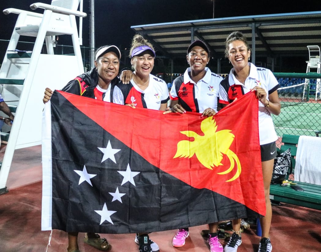 Abigail Tere-Apisah (2R) won singles, doubles and team gold at the 2019 Pacific Games.