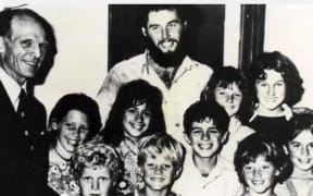 Then-teacher Rob Hunter (centre) with his students in 1977, just after their incredible ordeal.