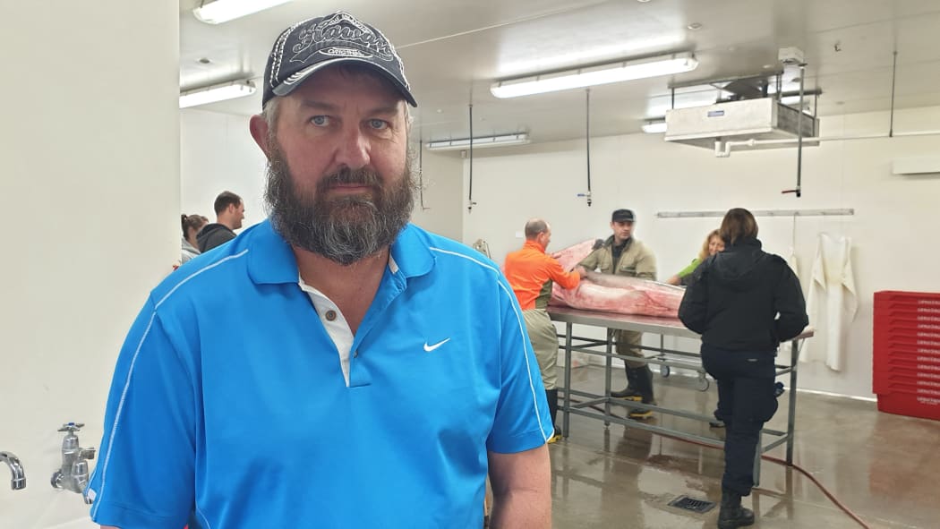 Rob Ansley of Ocean Pearl Fisheries and his crew accidentally caught a great white shark about 12km off Port Taranaki.