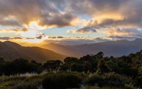 Sunset from John Reid Hut, Kahurangi, NZ