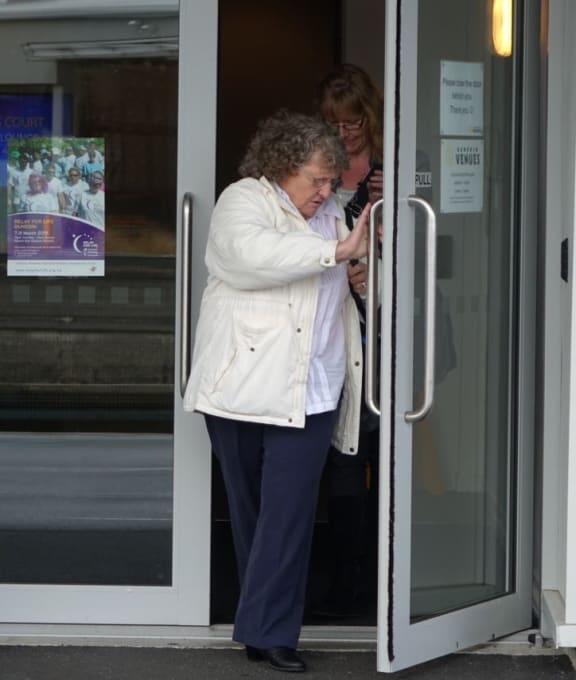 Janice Horne leaves the court after giving evidence.