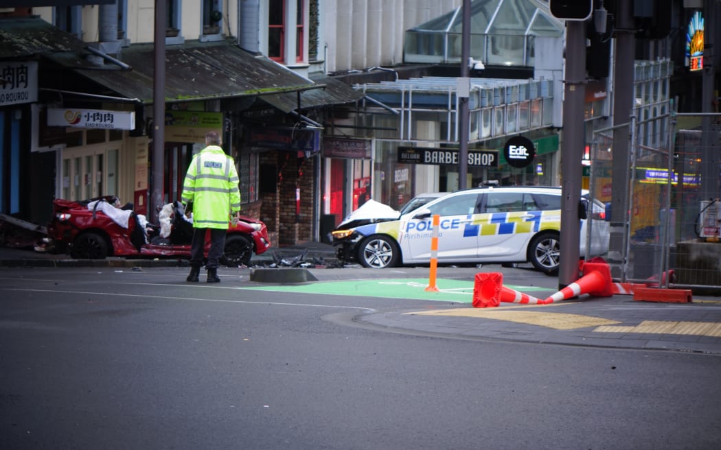 The scene of a serious crash on Victoria Street in  Central Auckland on 25 September.