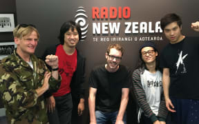 Andrew Wilson from Die! Die! Die! Wang Xinjiu, RNZ's Tony Stamp, Wen Yuzhen, and and He Fan.