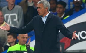 Jose Mourinho Manager of Chelsea shows his frustration after conceding a goal.