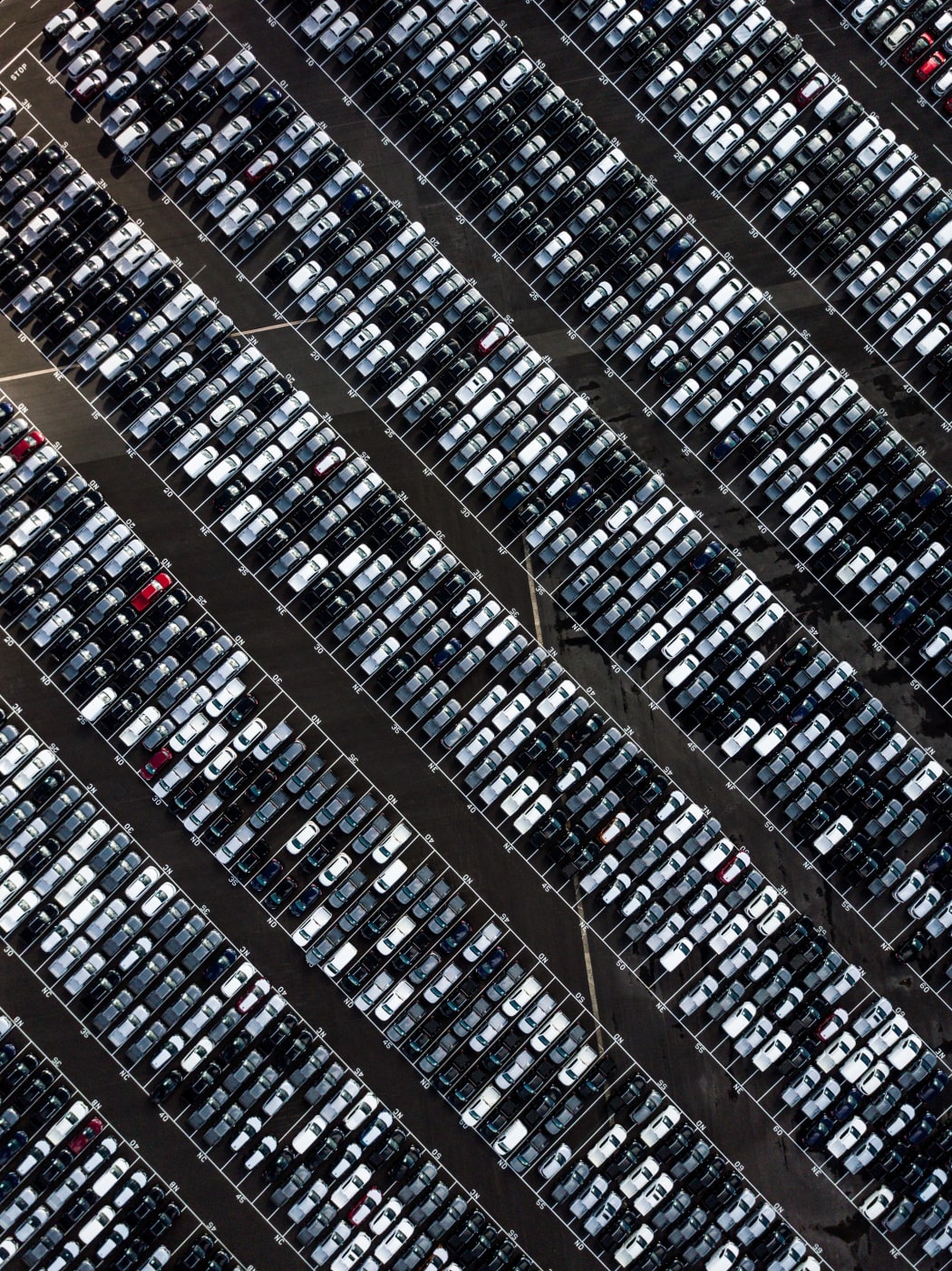 cars parked aerial view