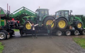 Dairy farmers Sam and Matt Bell, all packed up to travel from Ashburton to Raglan.