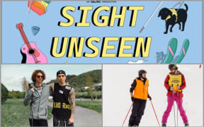 Images from Sight Unseen documentary web series, and the series title in cartoon form.