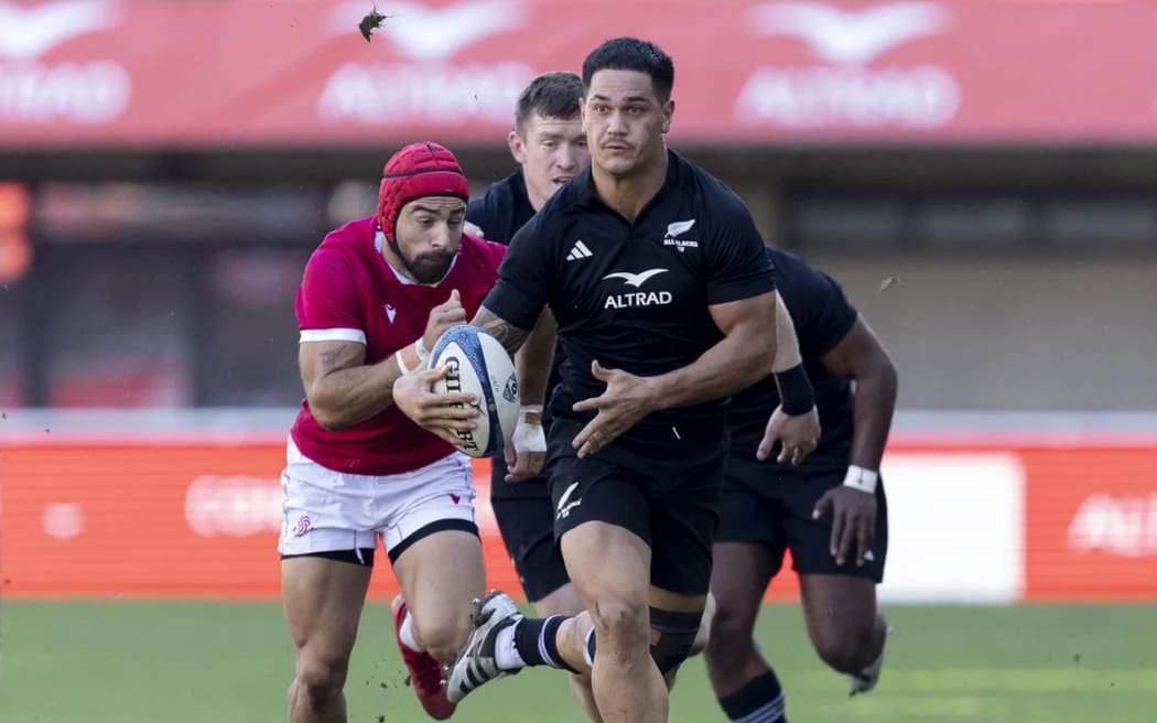 Quinn Tupaea in action for the All Blacks XV.
