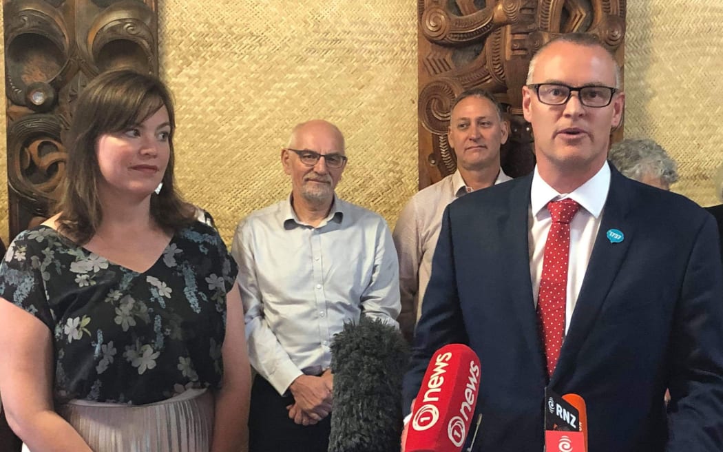Health Minister David Clark and Associate Julie-Anne Genter at the Mental Health announcement in Porirua.